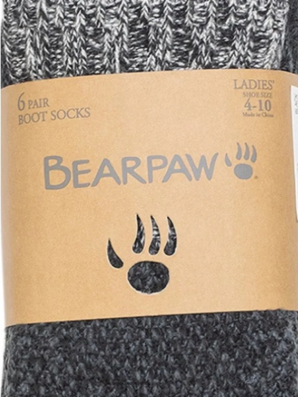 6 Pack BearPaw Black, Marled, Gray Ladies Boot Socks - 6 Pair